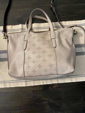 Fossil Skylar Satchel Crossbody Leather Handbag Purse Taupe Beige SHB2725199
